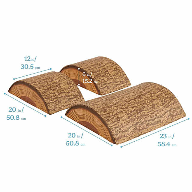 ECR4Kids SoftZone Tree Log Climber Set, Balance Builders, Chocolate, 3-Piece