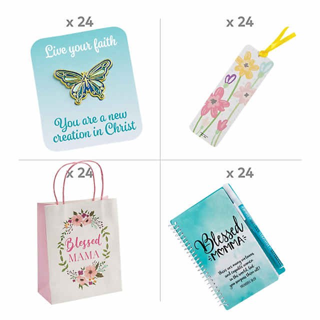 Personalized Mini Faith Mothers Are a Blessing Mother's Day Satin  Drawstring Bags - 24 Pc.