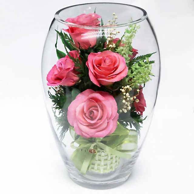 Pink Pressed Flower Gold Glass Frame — Rose & Bramley