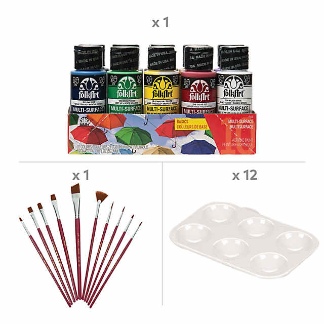 32 PC FolkArt Acrylic Paint & Brush Kit