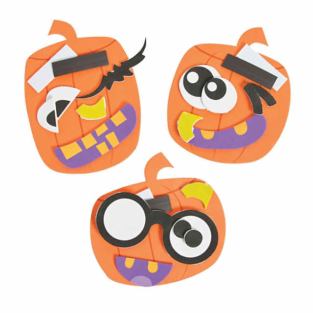 Goofy Face Halloween Pumpkin Magnet Craft Kit - Makes 12