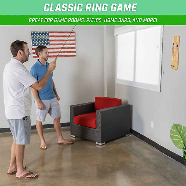GoSports Hook 21 Ceiling Mount Ring Swing Game - Play Indoors or Outdoors - Natural