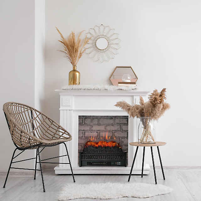 HOMCOM 23 Electric Fireplace Logs with Realistic Ember Bed Fireplace  Heater Insert with Remote Control Timer 1400W Black | Oriental Trading