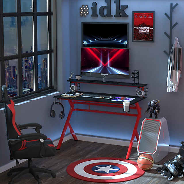 Homcom Gaming Computer Desk, Home Office Gamer Table Workstation