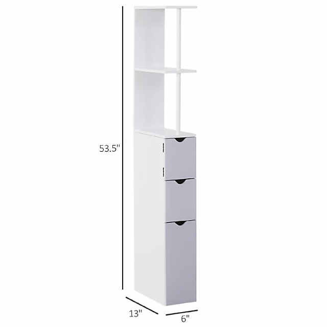 HOMCOM Tall Narrow Bathroom Storage Cabinet with Doors and Shelf
