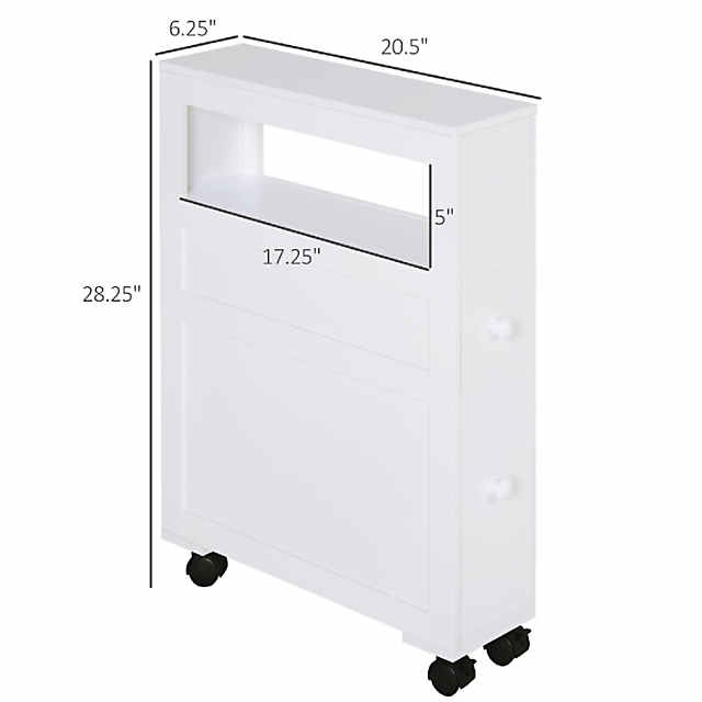 HOMCOM 26 Bathroom Cabinet White Country Toilet Paper Storage Shelf with Door