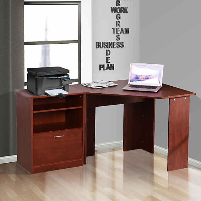 HOMCOM Computer Desk Study Table PC Desktop w/ Monitor Printer