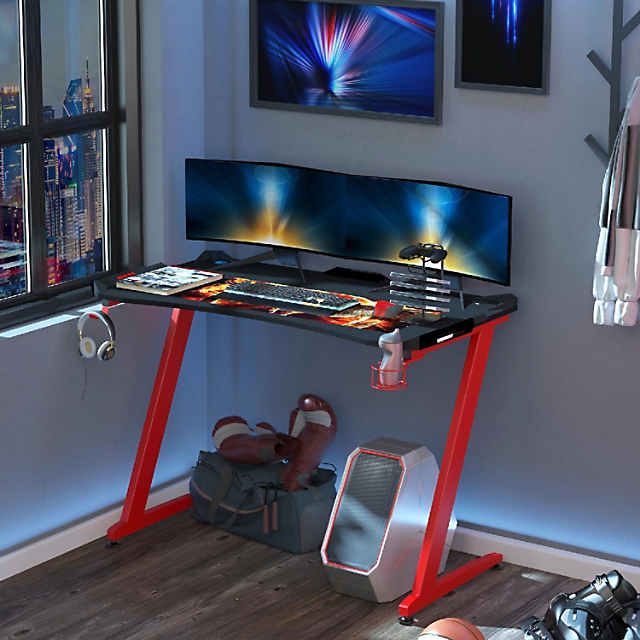 Eureka Black Gaming Desk with Gaming Room Accessories Set