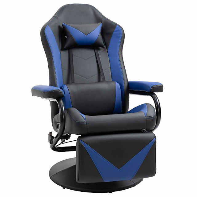 HOMCOM Gaming Recliner, Racing Style Video Gaming Chair with Adjustable  Backrest and Footrest, High Back Swivel Computer Chair with Lumbar Support  and Headrest, Blue