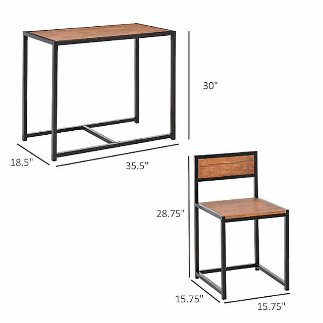 HOMCOM Industrial 3-Piece Dining Table and 2 Chair Set for Small Space in  the Dining Room or Kitchen