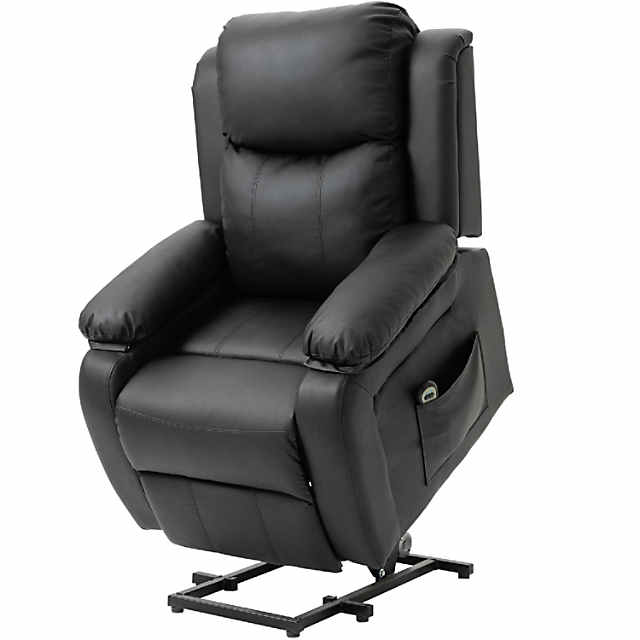 Electric Lift Recliners for Elderly, Black PU Leather Lift