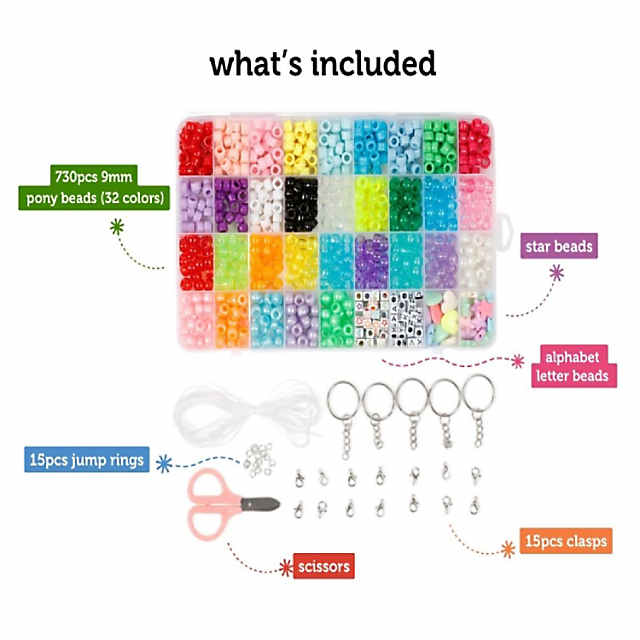 Incraftables Pony Beads for Bracelets Making 9mm 32 Colors Large Rainbow  for DIY Jewelry Hair Craft. Plastic Kandi Bead Set (730pcs)