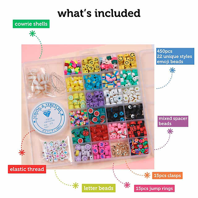 Incraftables Emoji Beads for Jewelry Making 22 Styles. Multicolor Smile, Heart, Flower & Fruit Beads