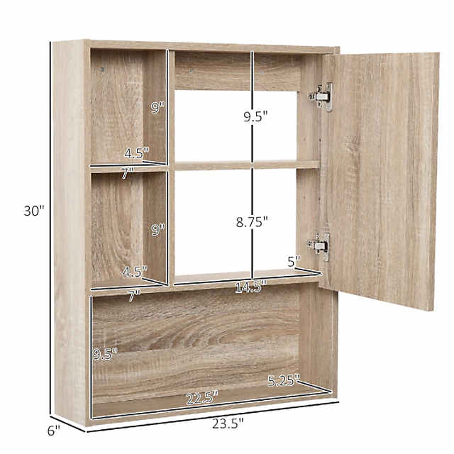 kleankin Wall-Mounted Wooden Storage Bathroom Medicine Cabinet