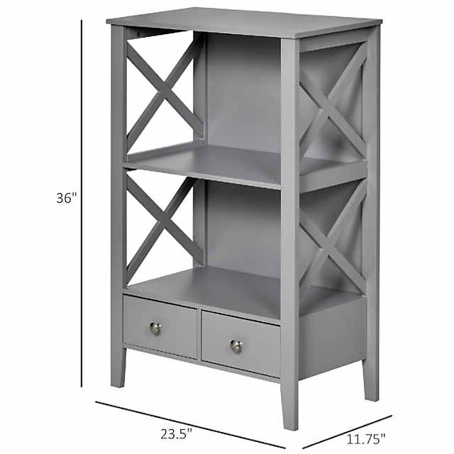 https://s7.orientaltrading.com/is/image/OrientalTrading/PDP_VIEWER_IMAGE_MOBILE$&$NOWA/kleankin-x-frame-freestanding-floor-bathroom-storage-with-two-drawers-storage-organizer-cabinet-with-3-shelves-grey~14218207-a01$NOWA$