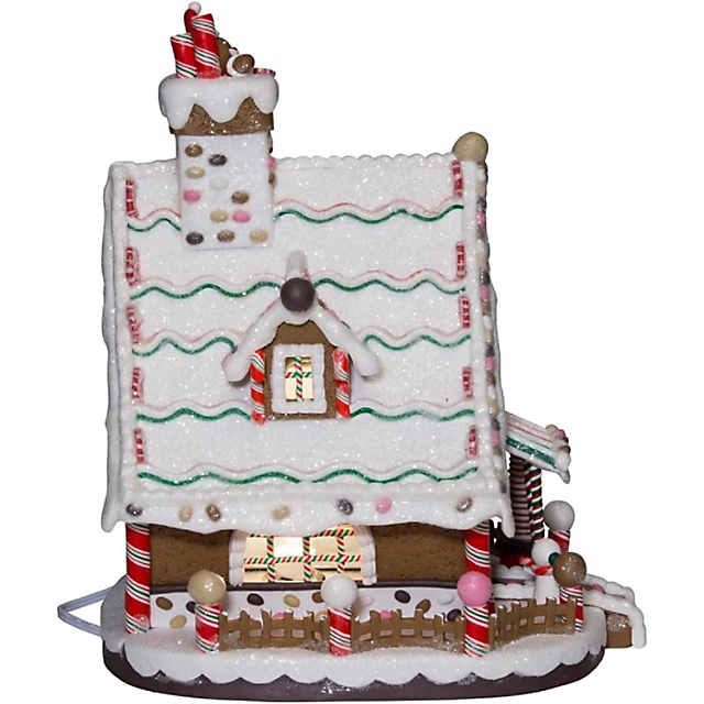 Kurt Adler Lighted Christmas Clay Gingerbread House Decoration, 12