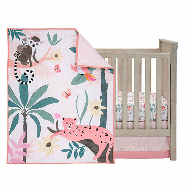 Lambs Ivy Enchanted Safari Leopard Lemur Jungle 3 Piece Baby Crib Bedding Set