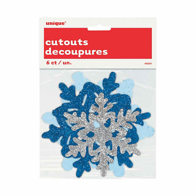 Large Glitter Snowflake Cutouts - 6 Pc.