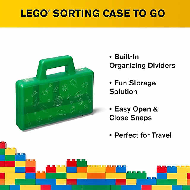 Lego Sorting Box To-Go Travel Case with Organizing Dividers Green