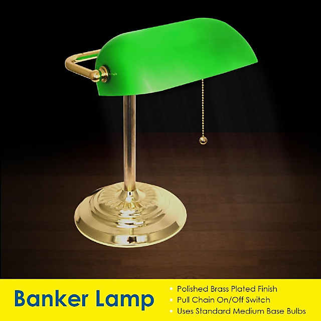 Light Accents - Traditional Bankers Desk Lamp With Green Glass Shade