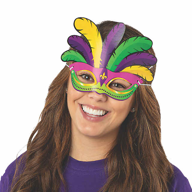 Purple Fancy Dress Party Mask, Feather Masquerade Ball Party Mardi Gras Mask Purple Classic / Black