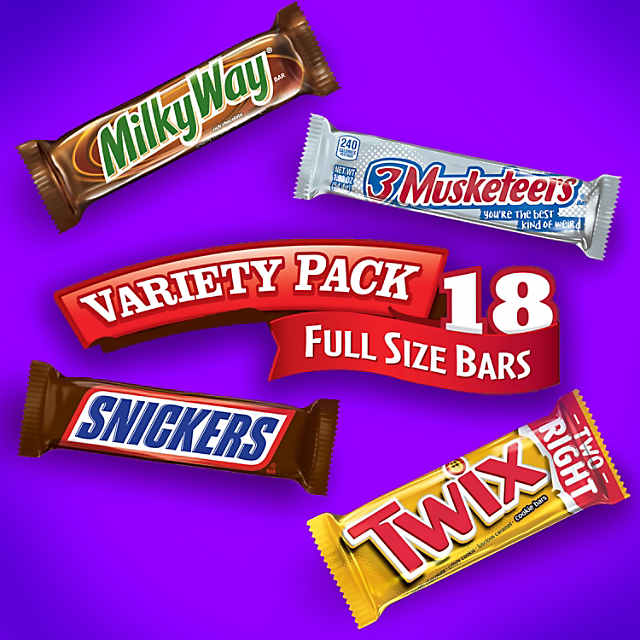 Mars Chocolate Full Size Candy Bar Milky Way ,3 Musketeers ,Twix