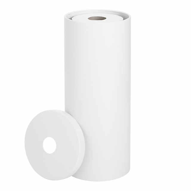 mDesign 3 Roll Toilet Paper Stand Holder for Bathroom Storage - Matte White