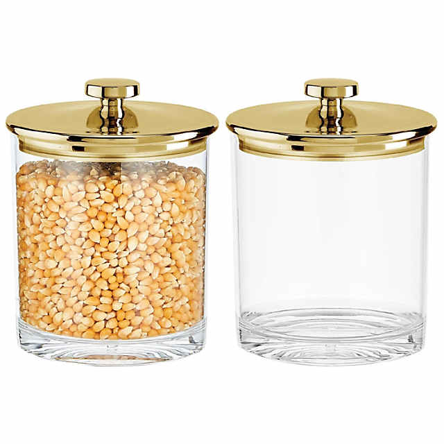 mDesign Acrylic Kitchen Apothecary Airtight Canister, 2 Pack, Clear/Soft Brass, Size: 5.5 x 6.5