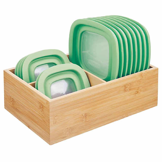 mDesign Bamboo Wood Kitchen Drawer Organizer Tray Bins - Set of 5 - Natural