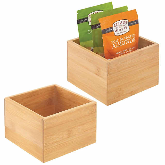 Mdesign Bamboo Tea, Snack, Or Food Storage Organizer Container Box