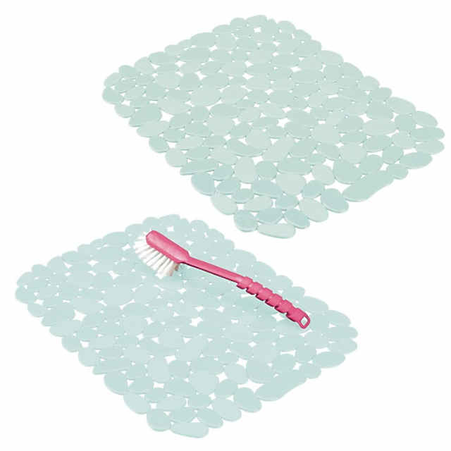 mDesign Kitchen Sink Protector Mat - Pebble Design - Small, 2 Pack