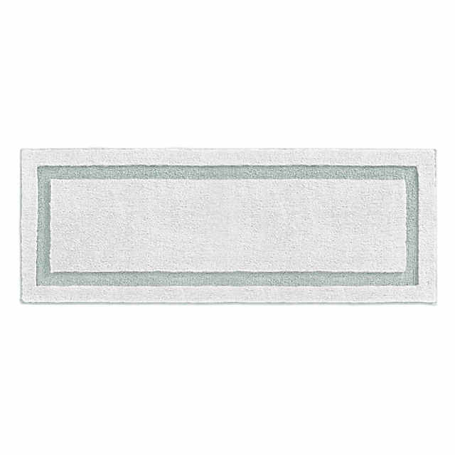 mDesign Large Bath Mat Runner - Non-Skid Bathroom Runner - Pure White/Light  Pink 