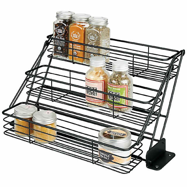 2 Tier Pull-Out Cabinet Organizer Drop Down Shelf Pull-Down Dish and Spice Rack, Size: Medium, Black