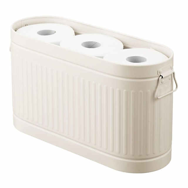 mDesign Large Steel Toilet Paper 6-Roll Bathroom Organizer Bin Box, Cream