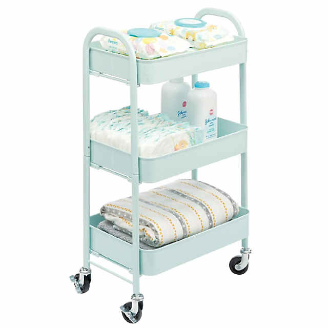 3-Tier Mobile Organizing Rolling Utility Cart, Green