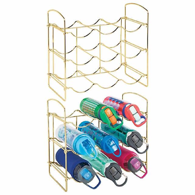 https://s7.orientaltrading.com/is/image/OrientalTrading/PDP_VIEWER_IMAGE_MOBILE$&$NOWA/mdesign-metal-water-bottle-rack-storage-organizer-holds-9-2-pack-soft-brass~14366744-a01$NOWA$