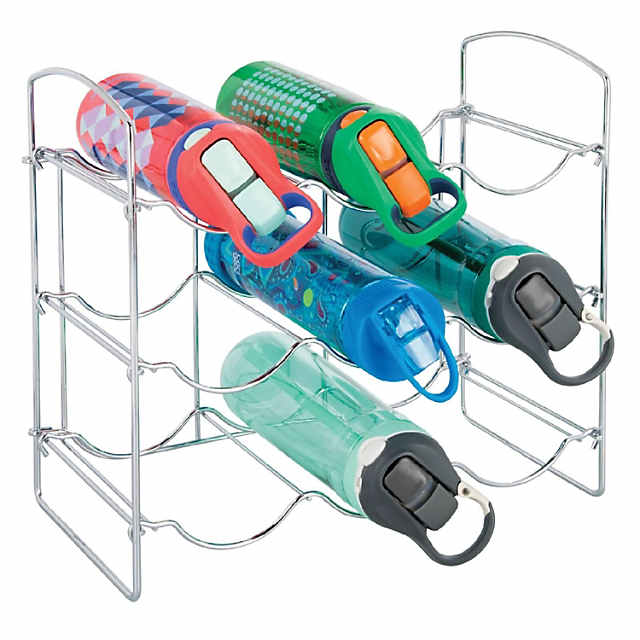 mDesign Metal Water Bottle Storage Organizer Rack, Holds 9 Bottles