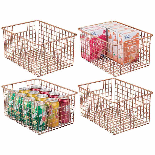 MDesign Metal Wire Food Organizer Basket with Built-In Handles