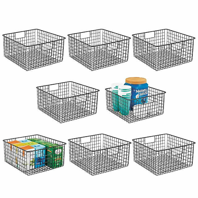 MDesign Metal Wire Food Organizer Basket with Built-In Handles