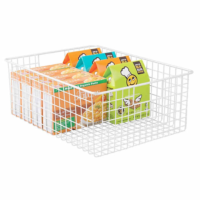 MDesign Metal Wire Food Organizer Basket with Built-In Handles