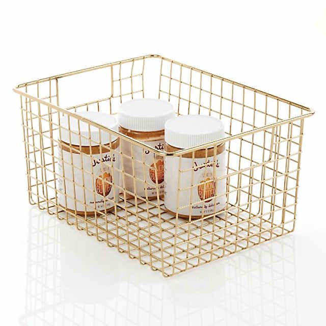 MDesign Metal Wire Food Organizer Basket with Built-In Handles