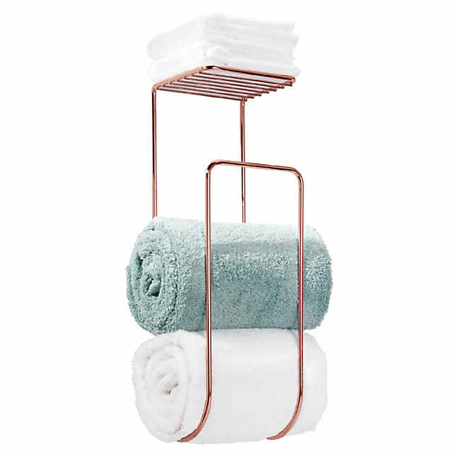 mDesign Wall Mount Towel Storage Rack for Bathroom - Hanging Organizer