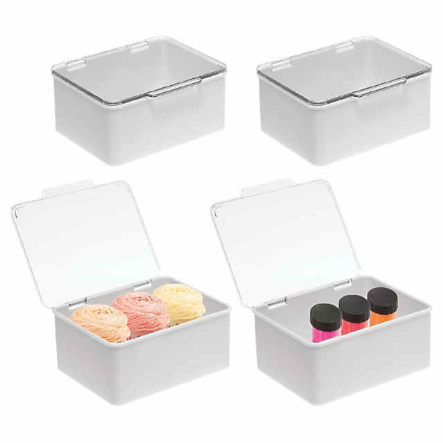 mDesign Plastic Stackable Art and Craft Storage Organizer Bin Containers  with Front Pull Drawer - Holder for Hobby Supplies in Home, Classroom