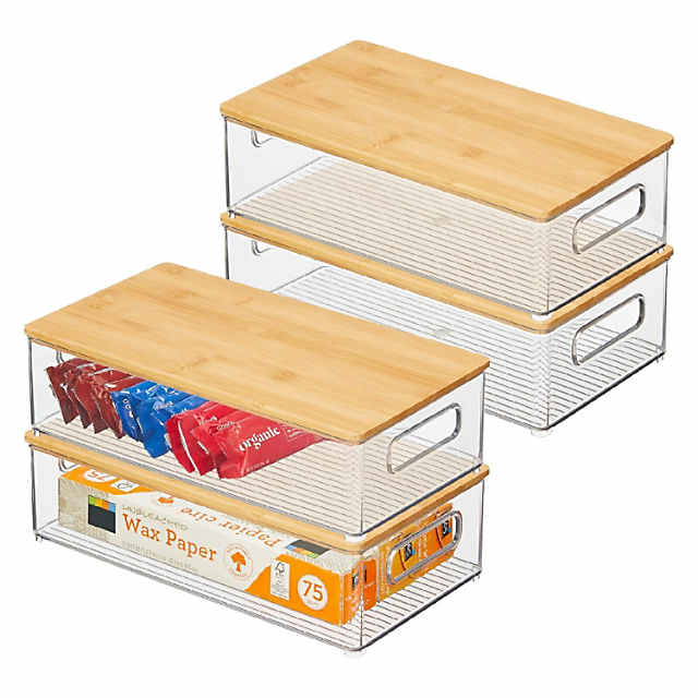 https://s7.orientaltrading.com/is/image/OrientalTrading/PDP_VIEWER_IMAGE_MOBILE$&$NOWA/mdesign-plastic-kitchen-storage-box-bamboo-lid-handles-4-pack-clear-natural~14366423-a01$NOWA$