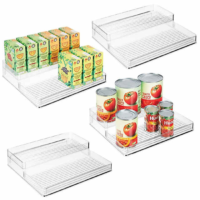 Mdesign Plastic Kitchen Tiered Canned Food Storage Shelves - Clear