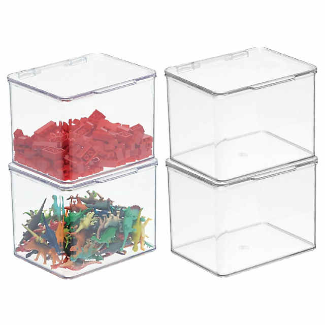 mDesign Plastic Playroom/Gaming Storage Organizer Box with Hinged Lid, Clear