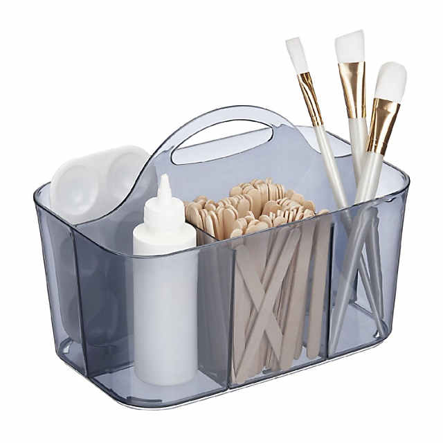 mDesign Plastic Sewing & Craft Storage Organizer Caddy Tote Bin - Smoke Gray