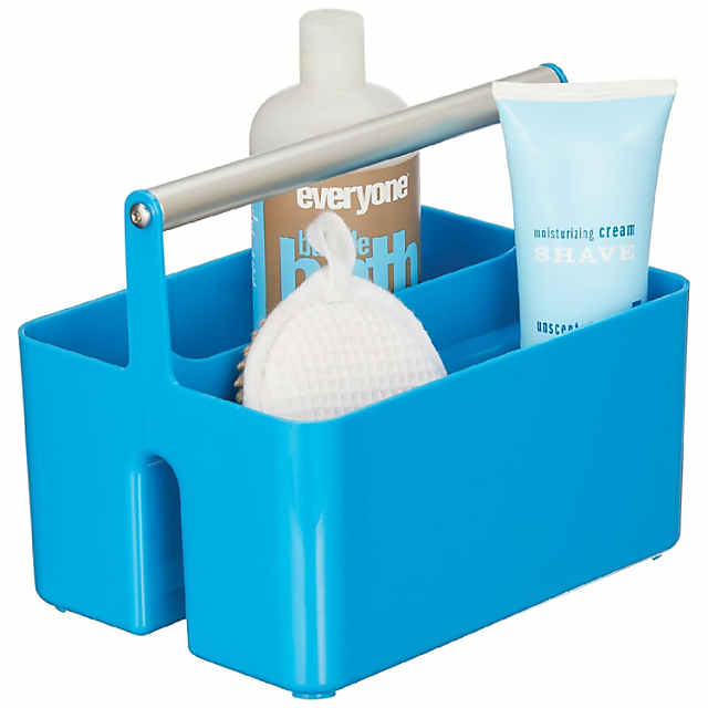 mDesign Plastic Shower Caddy Storage Organizer Tote - Cornflower Blue/Satin