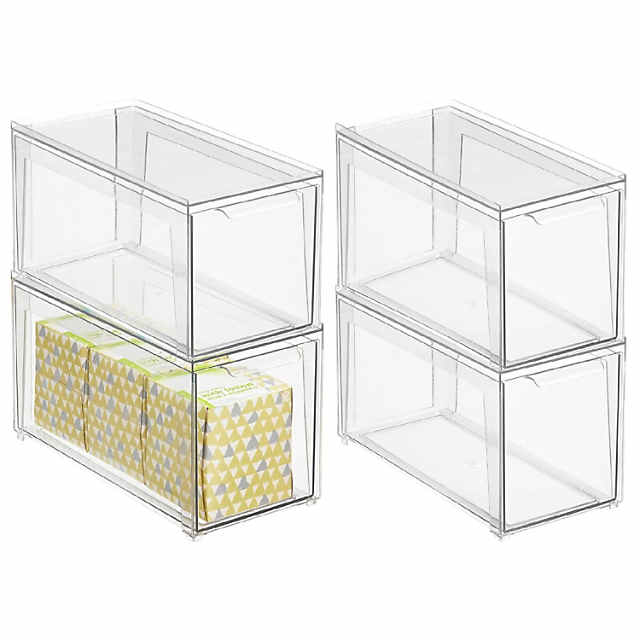 https://s7.orientaltrading.com/is/image/OrientalTrading/PDP_VIEWER_IMAGE_MOBILE$&$NOWA/mdesign-plastic-stackable-bathroom-storage-organizer-with-drawer-4-pack-clear~14366964-a01$NOWA$