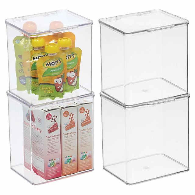 mDesign Plastic Stackable Kitchen Food Storage Box, Hinged Lid